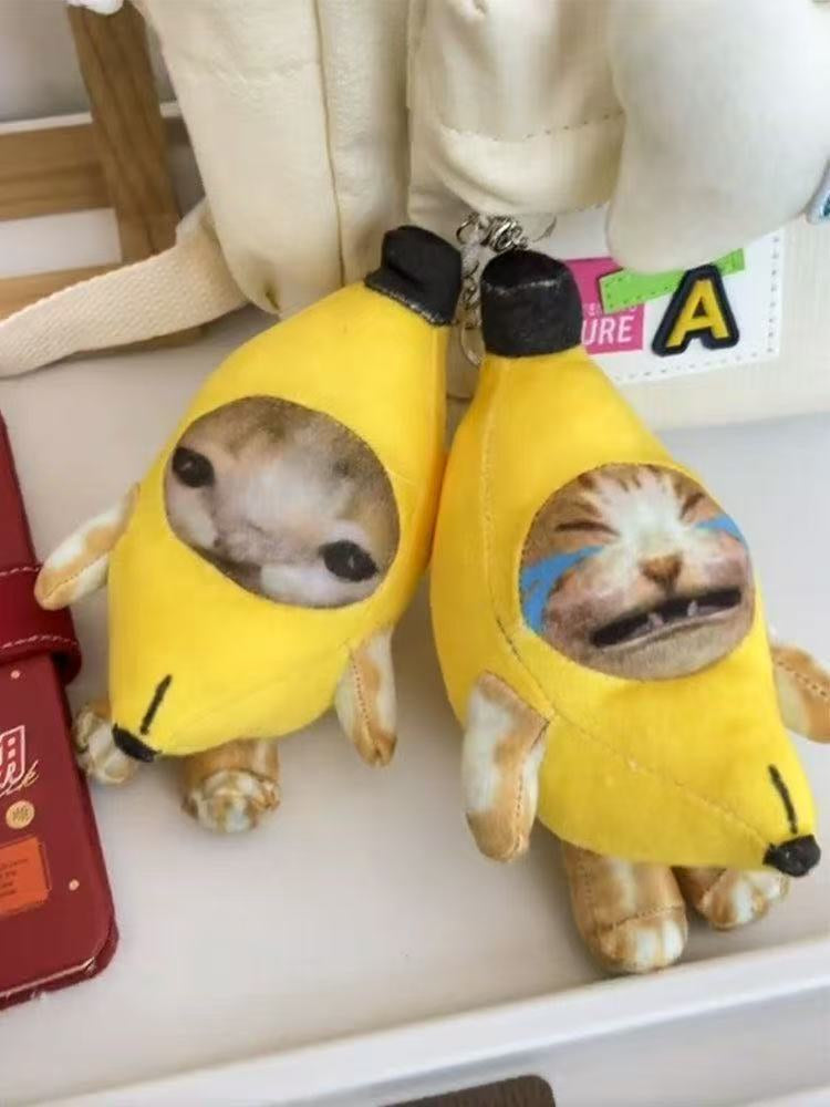 Banana Cat Squeeze Sound Plush Toy Charm