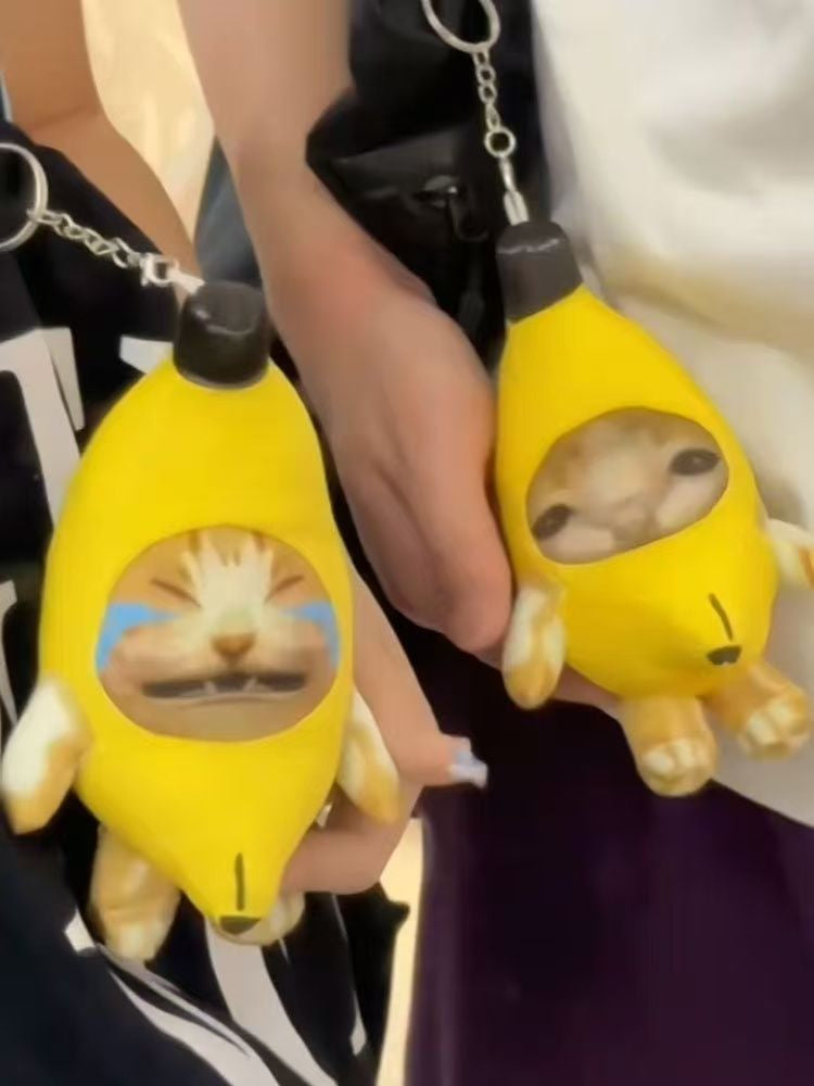 Banana Cat Squeeze Sound Plush Toy Charm