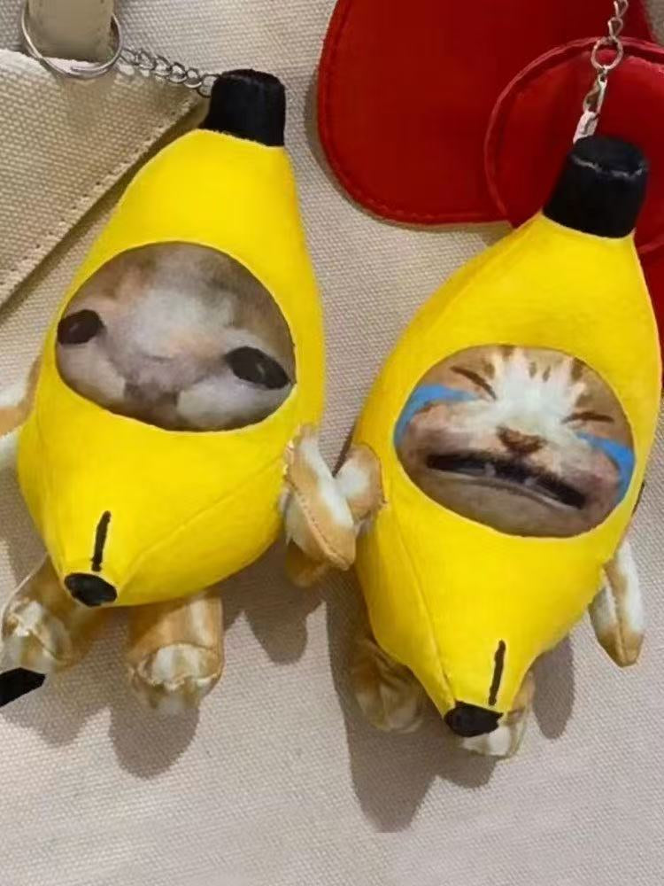 Banana Cat Squeeze Sound Plush Toy Charm