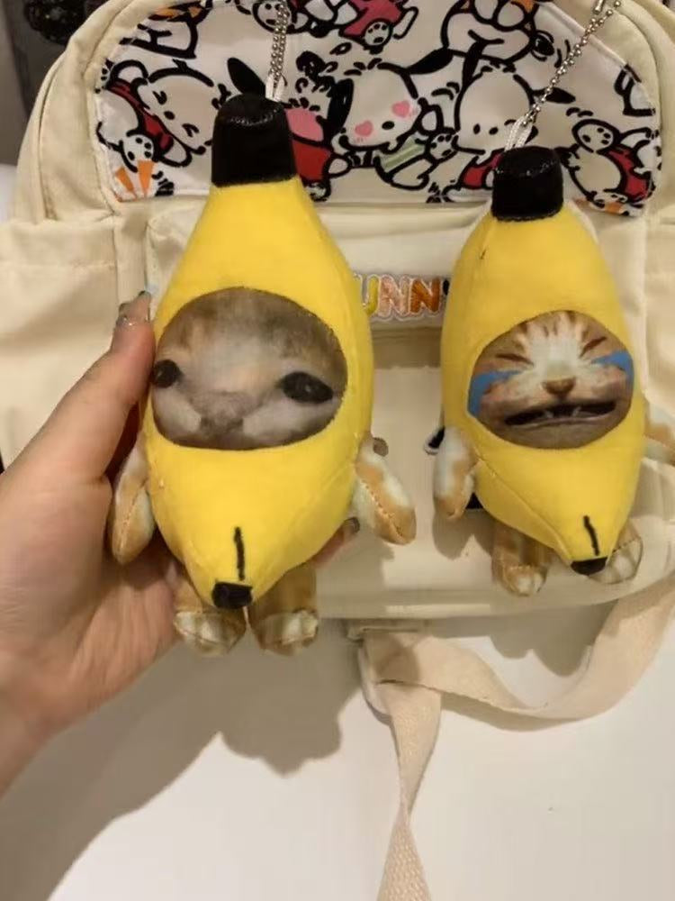Banana Cat Squeeze Sound Plush Toy Charm