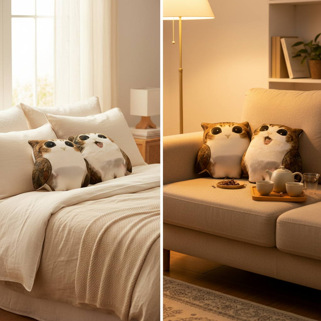 Owl-shaped pillow