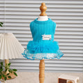 Sweet Blue Mesh Tutu Pet Dress, Soft Knit Princess Outfit for Small Puppies and Cats