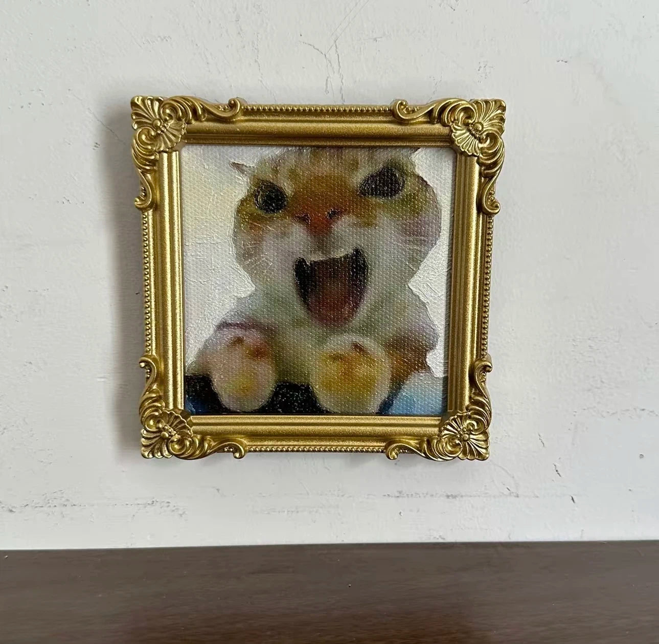 Cat Meme Series Textured Painting Fridge Magnet