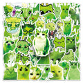 50 abstract alien little green cat stickers
