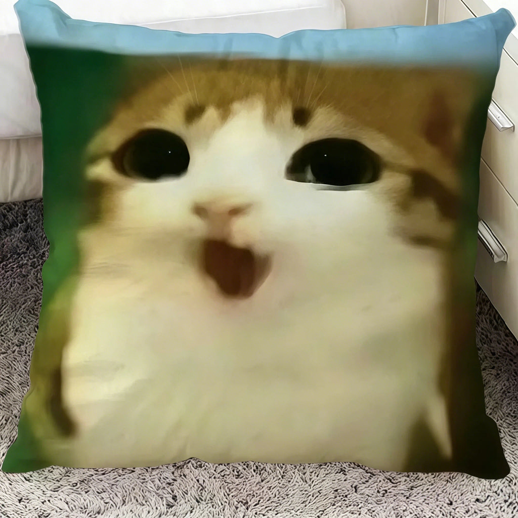 Meowl Meme Double Sided Pillow Cover,（ No Filler）