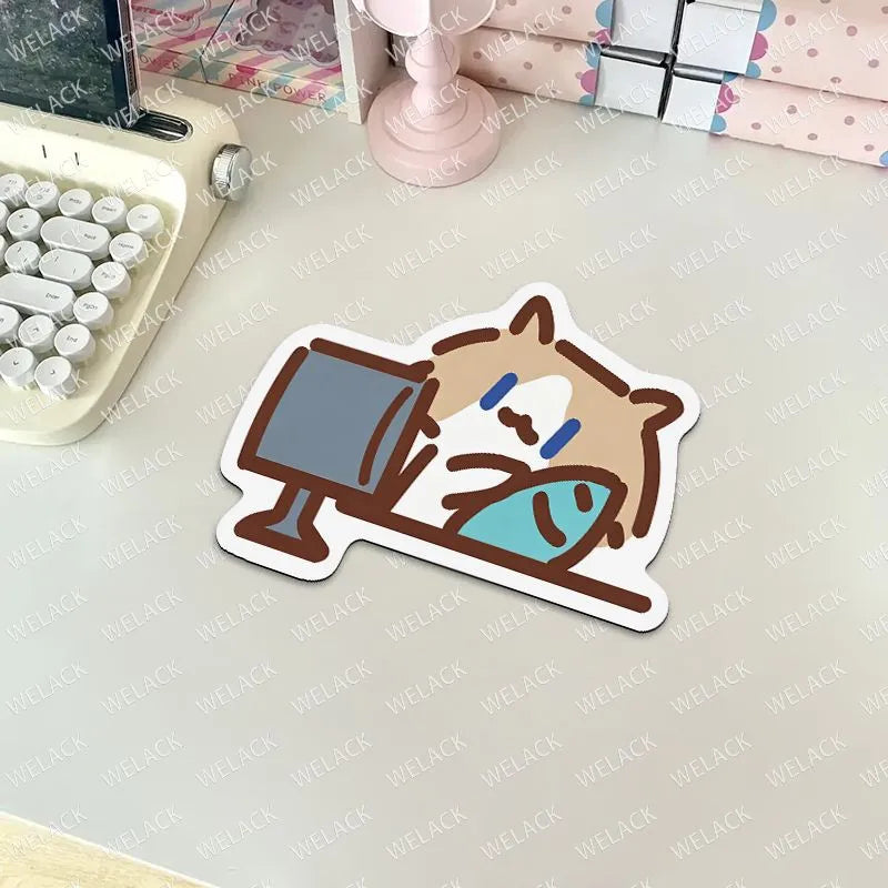 Monthly salary Cat Cute Cat Cartoon Diatom Mud Mouse Pad Dormitory Office Desk Dormitory Anti dirt and Anti slip Wrist Protection Desk Pad