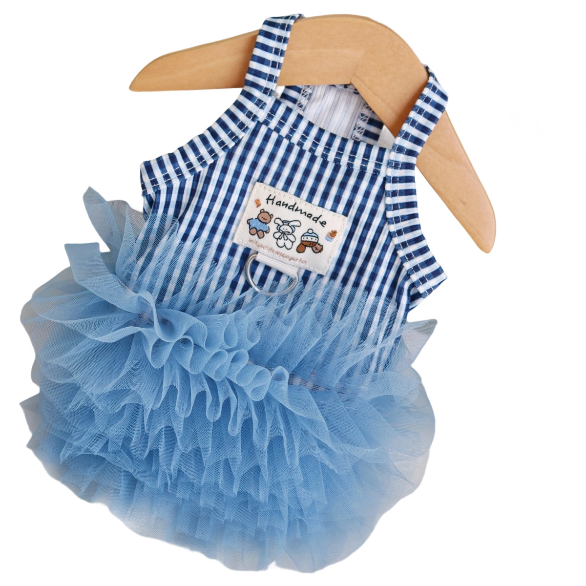 Vintage Plaid Pet Sling Tutu Dress, Fluffy Tulle Skirt Pet Clothes with Traction Ring for Puppies & Cats