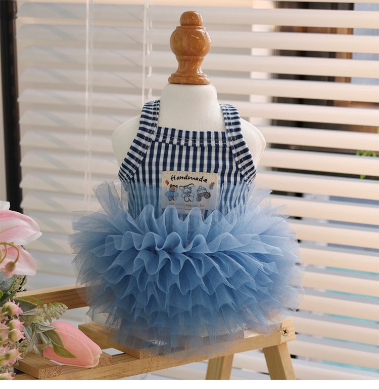 Vintage Plaid Pet Sling Tutu Dress, Fluffy Tulle Skirt Pet Clothes with Traction Ring for Puppies & Cats