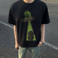 Cotton Alien Cat Print Short-Sleeve T-Shirt