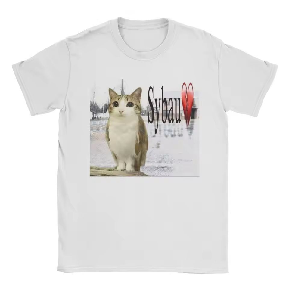 New My Goat Goated Meowl Print Crew Neck Short Sleeve T-Shirt, Unique Graphic Tee