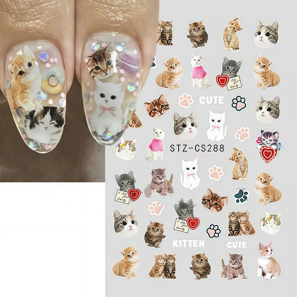 imitation hand drawn cute pet nail stickers