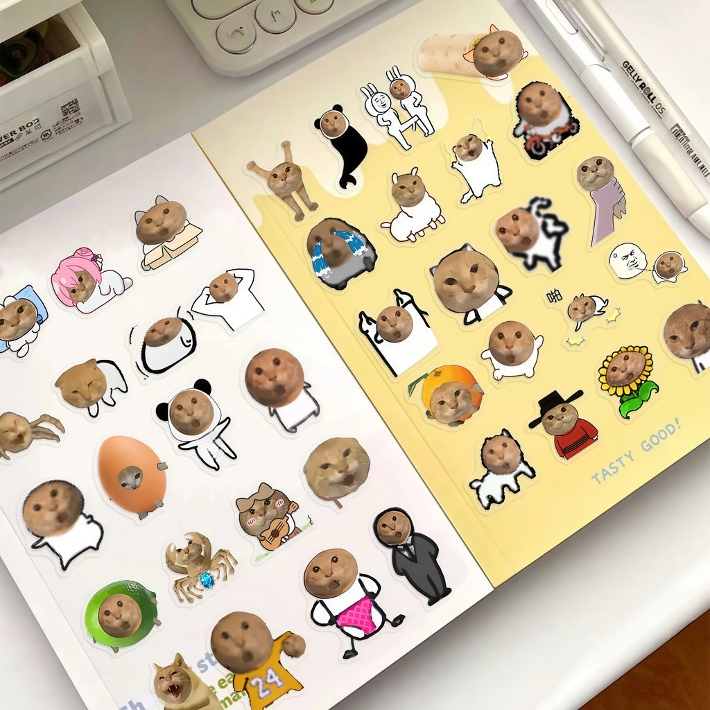 Round headed Cat Stickers for the Elderly