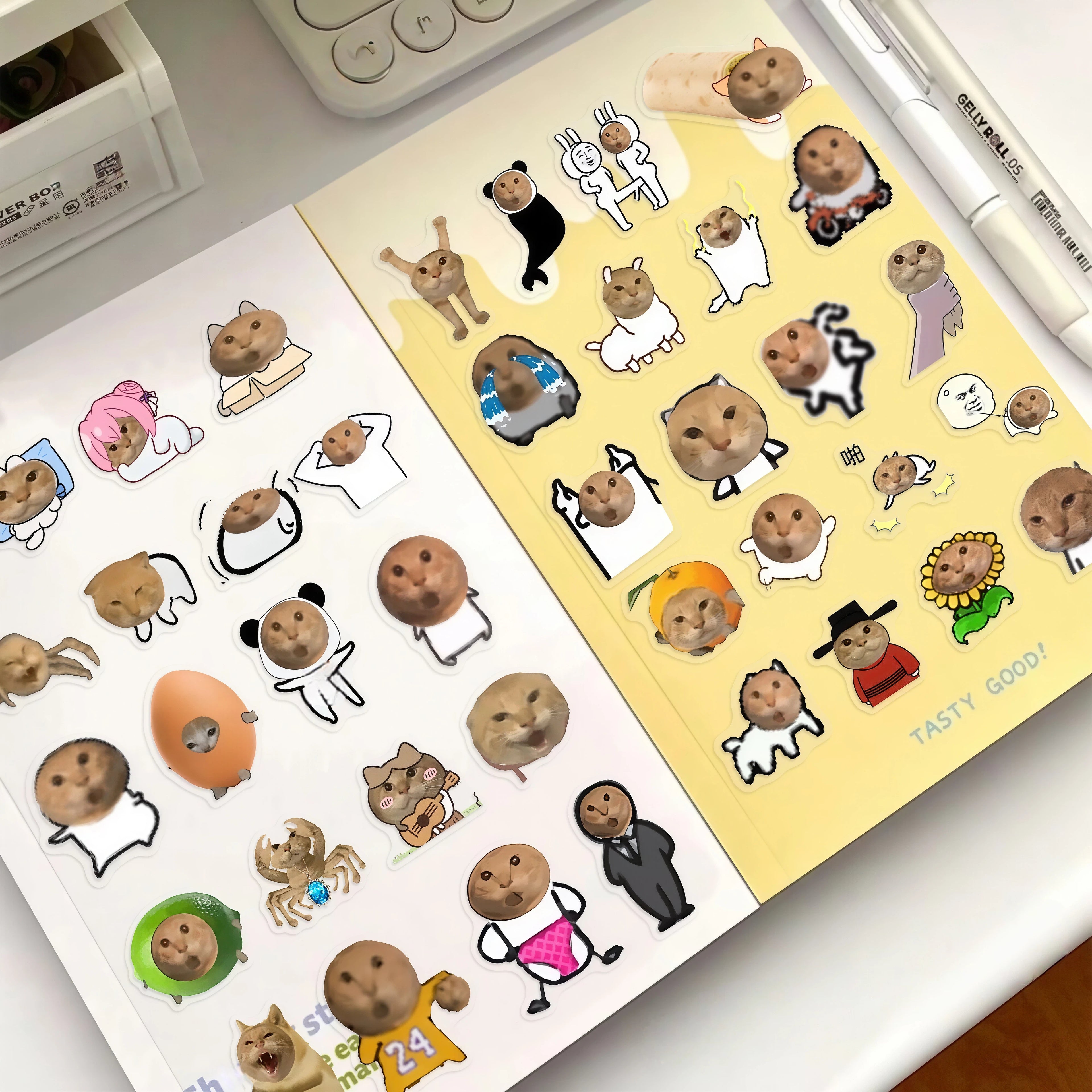 Round headed Cat Stickers for the Elderly