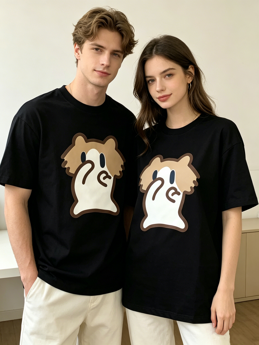 Monthly salary Meow printed top, student couple top, T-shirt, unisex
