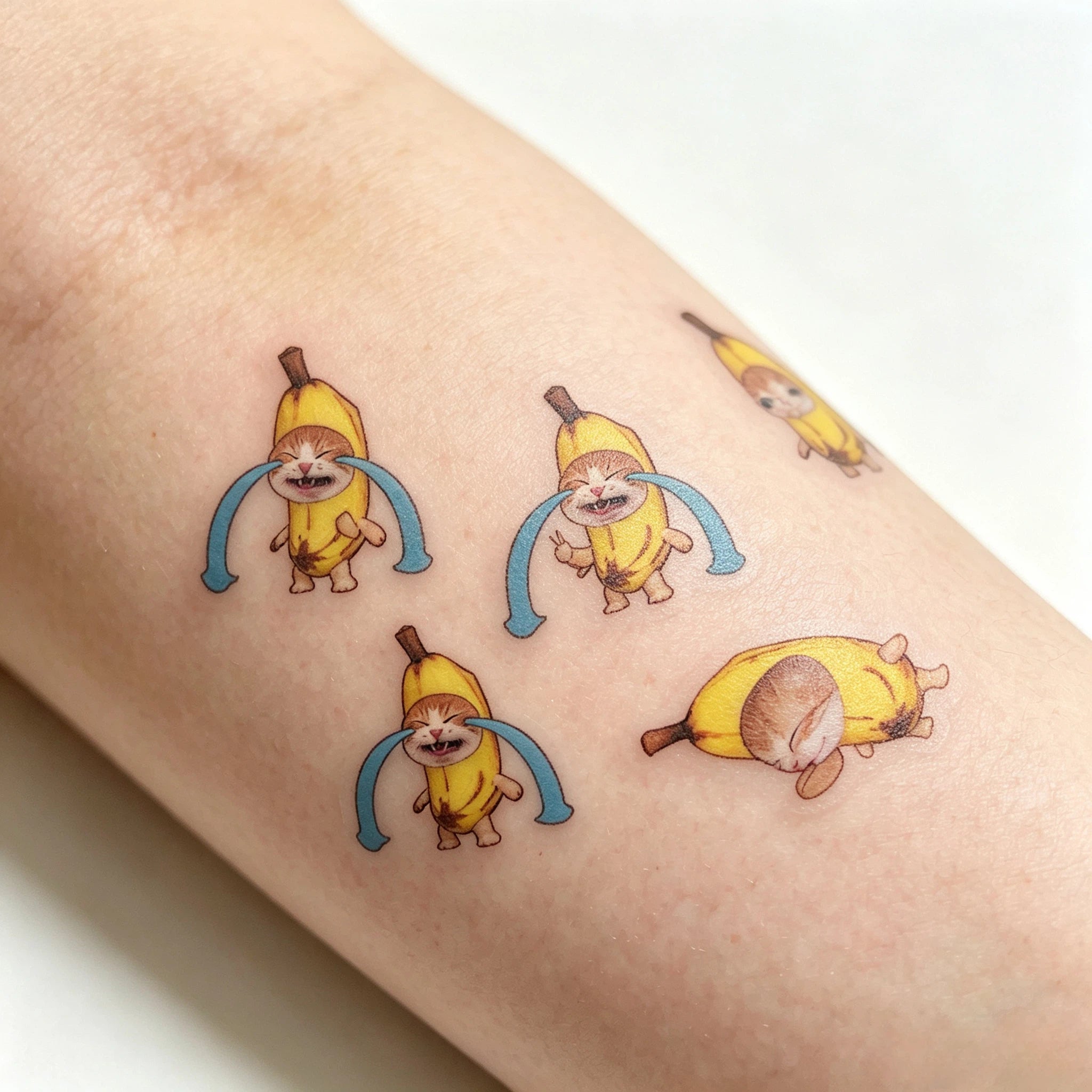 Disposable Banana Cat Temporary Tattoos (12 tattoos per sheet)
