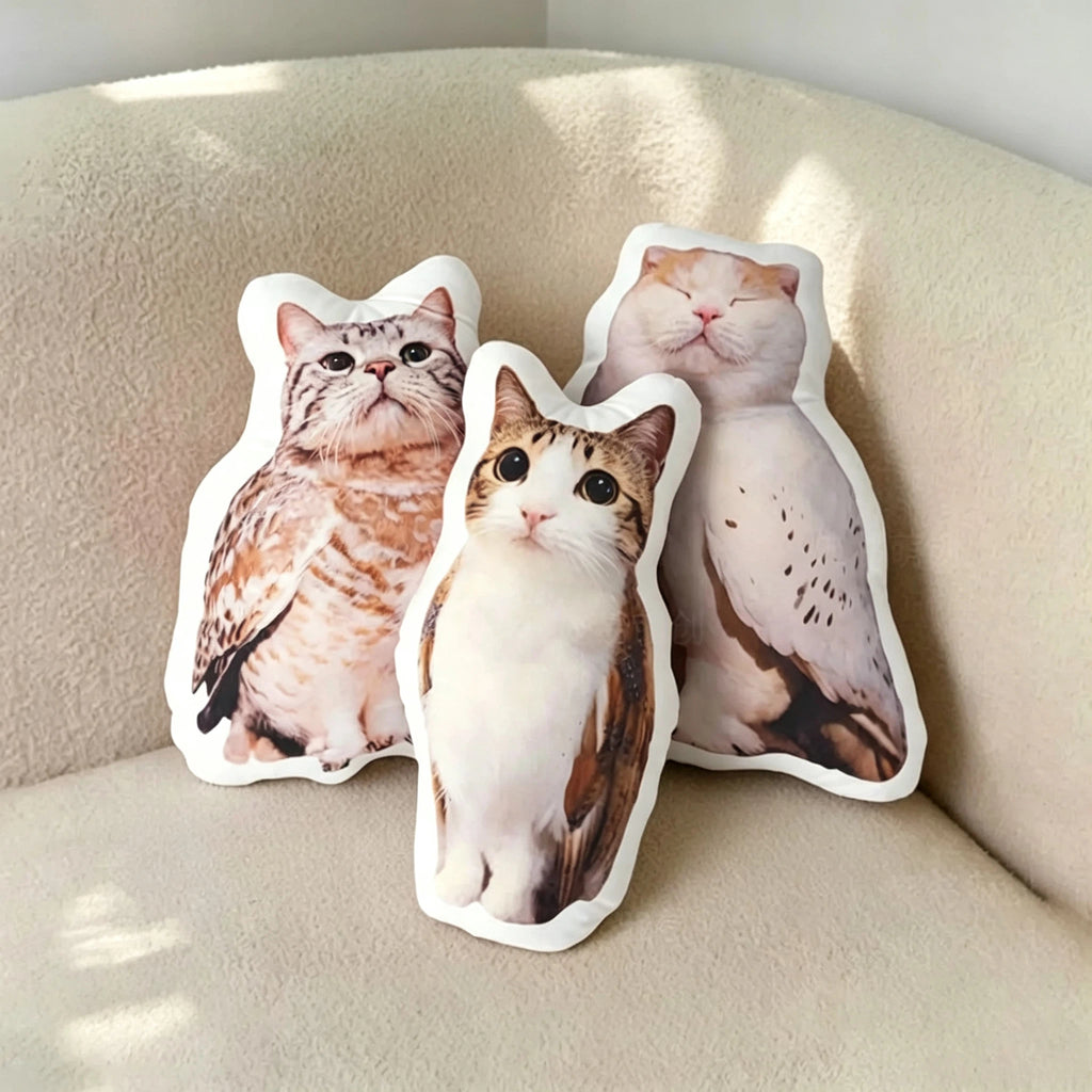 Meowl Trio Plush Pillow（Double‑Sided Print）