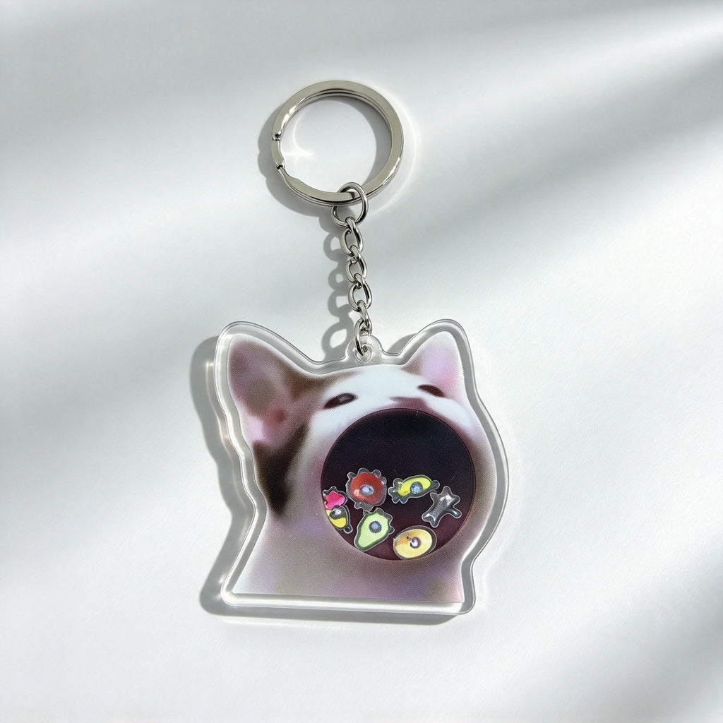 Pop Cat Fun Shaking Keychain