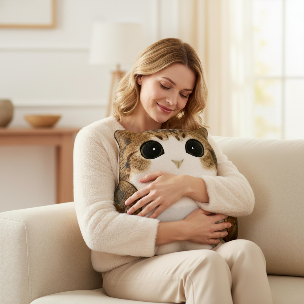 Owl-shaped pillow