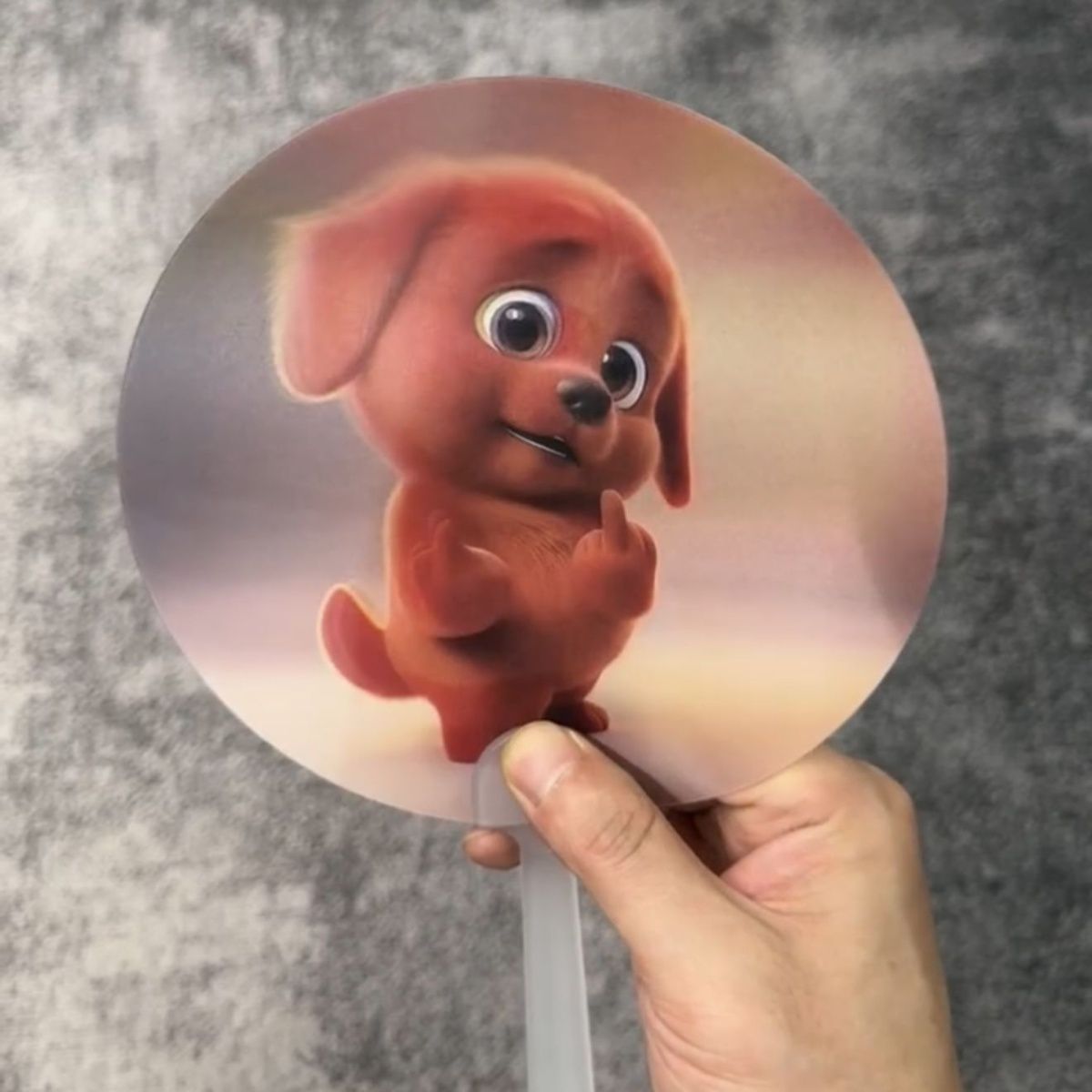 Red Puppy Rattle Fan