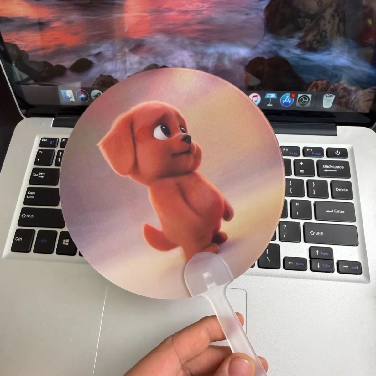 Red Puppy Rattle Fan