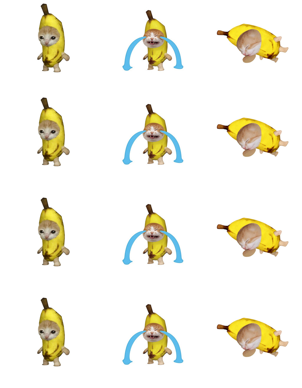 Disposable Banana Cat Temporary Tattoos (12 tattoos per sheet)