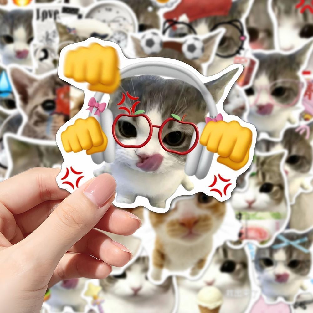 48 Unique Crispy Triangle Cat Meme Stickers