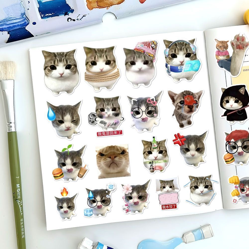 48 Unique Crispy Triangle Cat Meme Stickers
