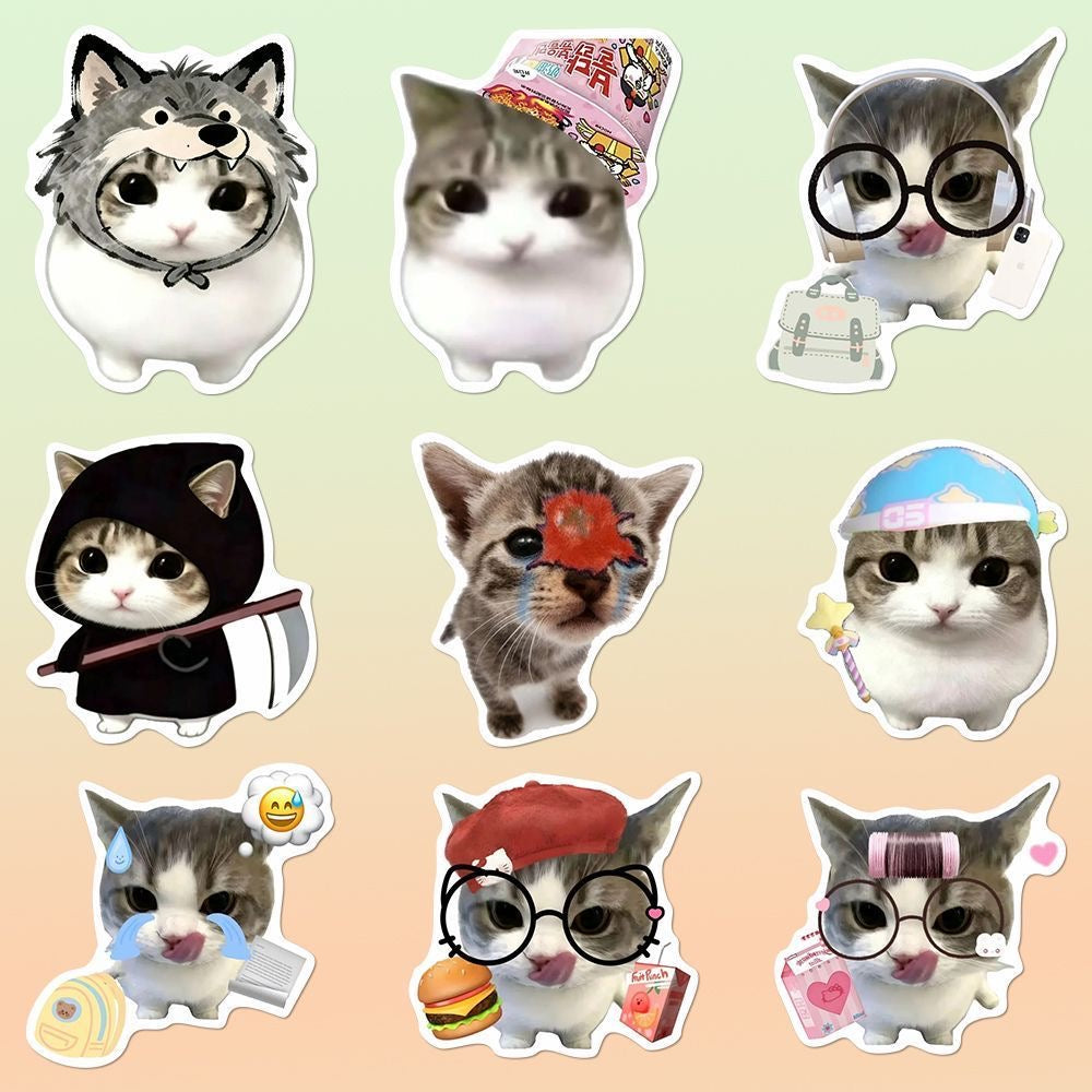 48 Unique Crispy Triangle Cat Meme Stickers