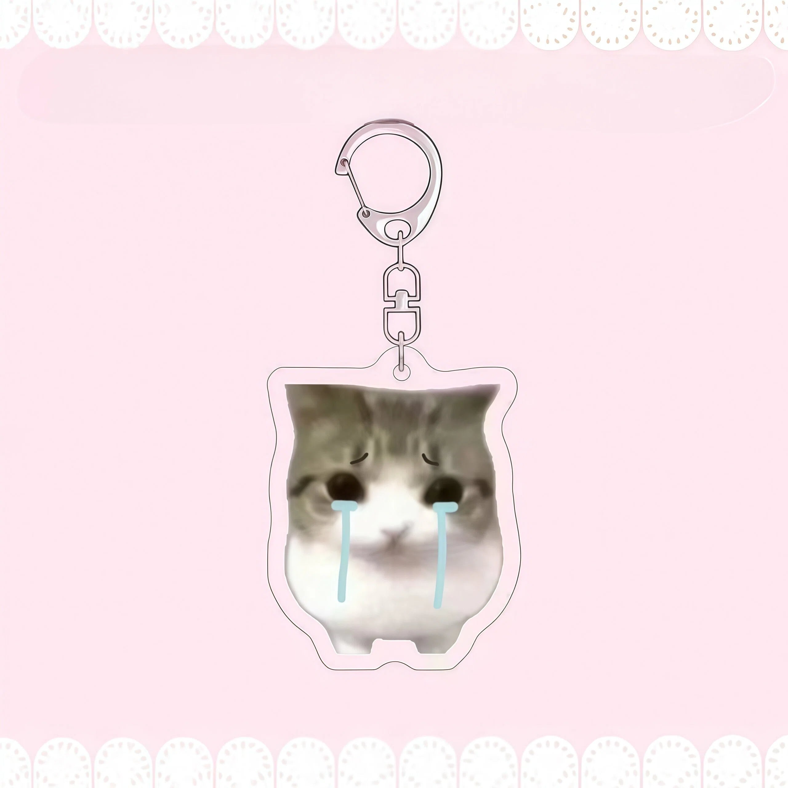 Crispy Triangle Cat Meme Keychain