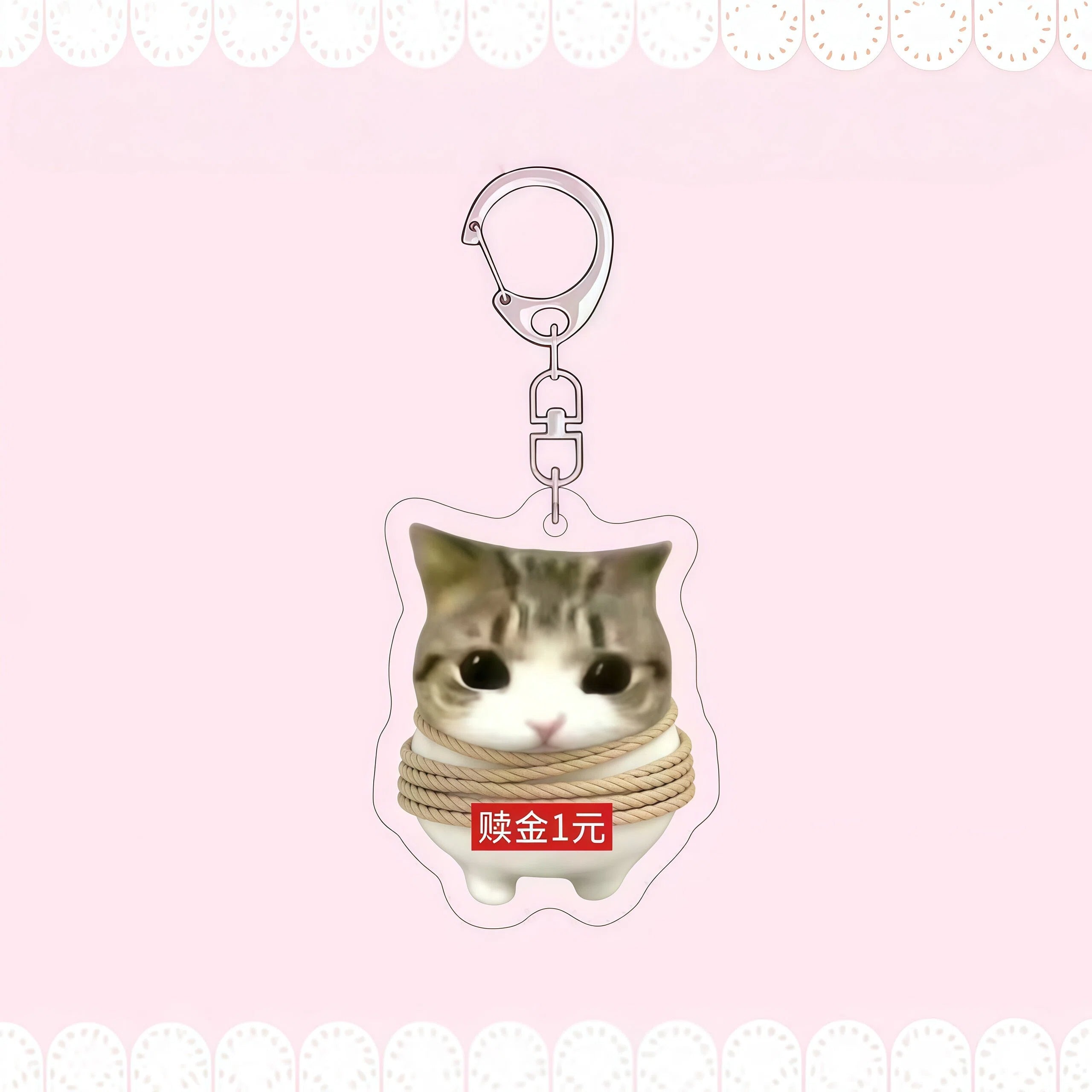 Crispy Triangle Cat Meme Keychain