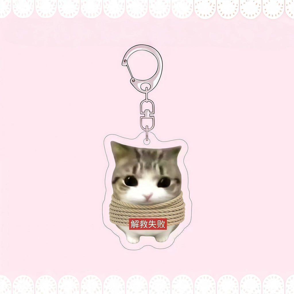 Crispy Triangle Cat Meme Keychain