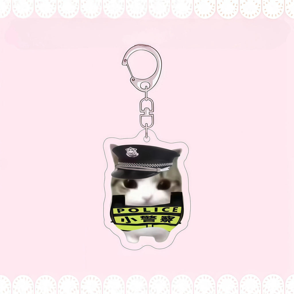 Crispy Triangle Cat Meme Keychain