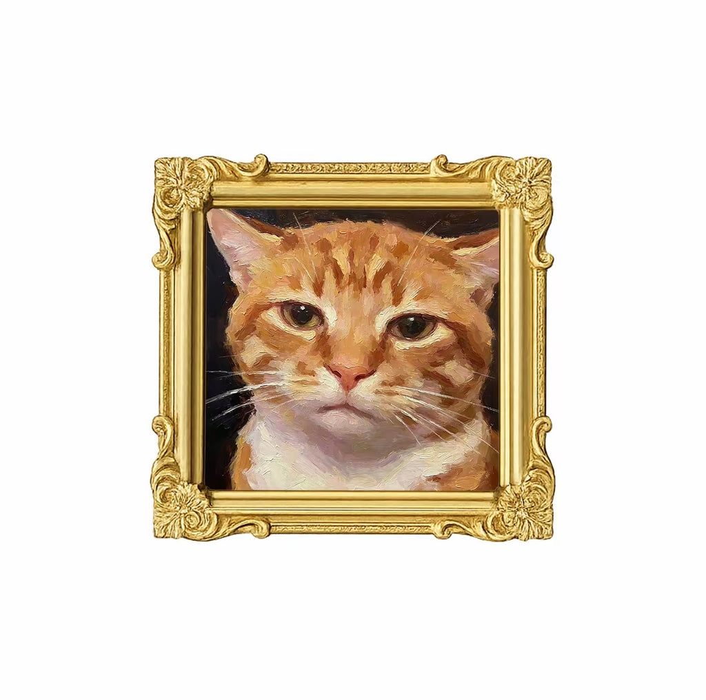 Cat Meme Series Textured Painting Fridge Magnet