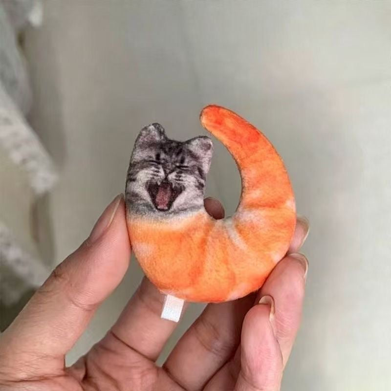 Silly Shrimp Cat Plush Keychain