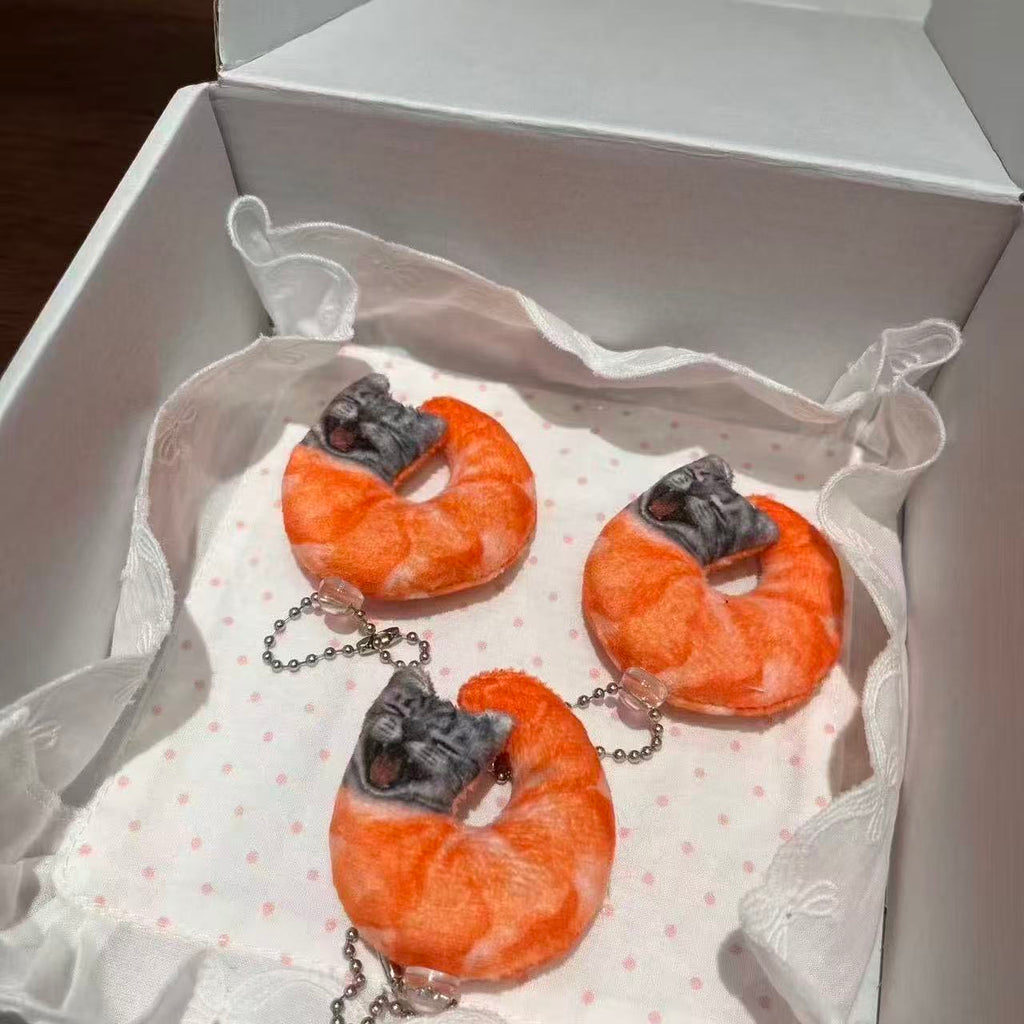 Silly Shrimp Cat Plush Keychain