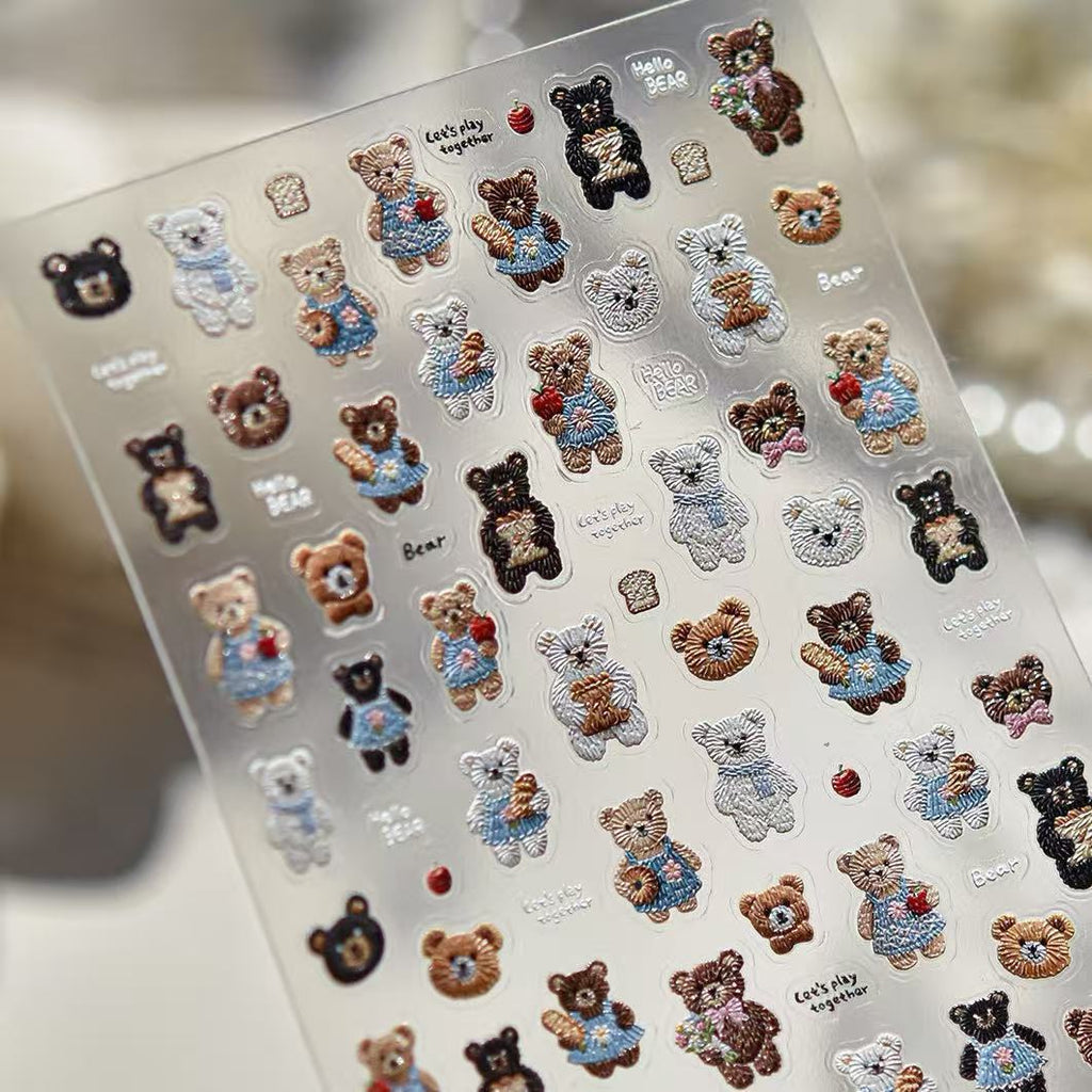 Bestselling Embossed Cute Embroidery Nail Stickers