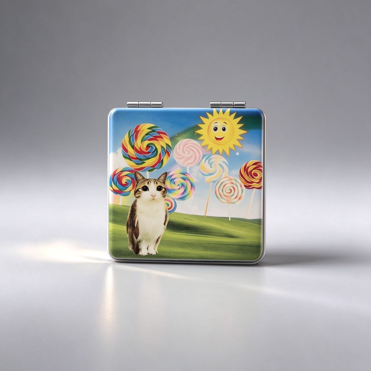 Meowl Portable Compact Mirror, Double Sided Printed Design