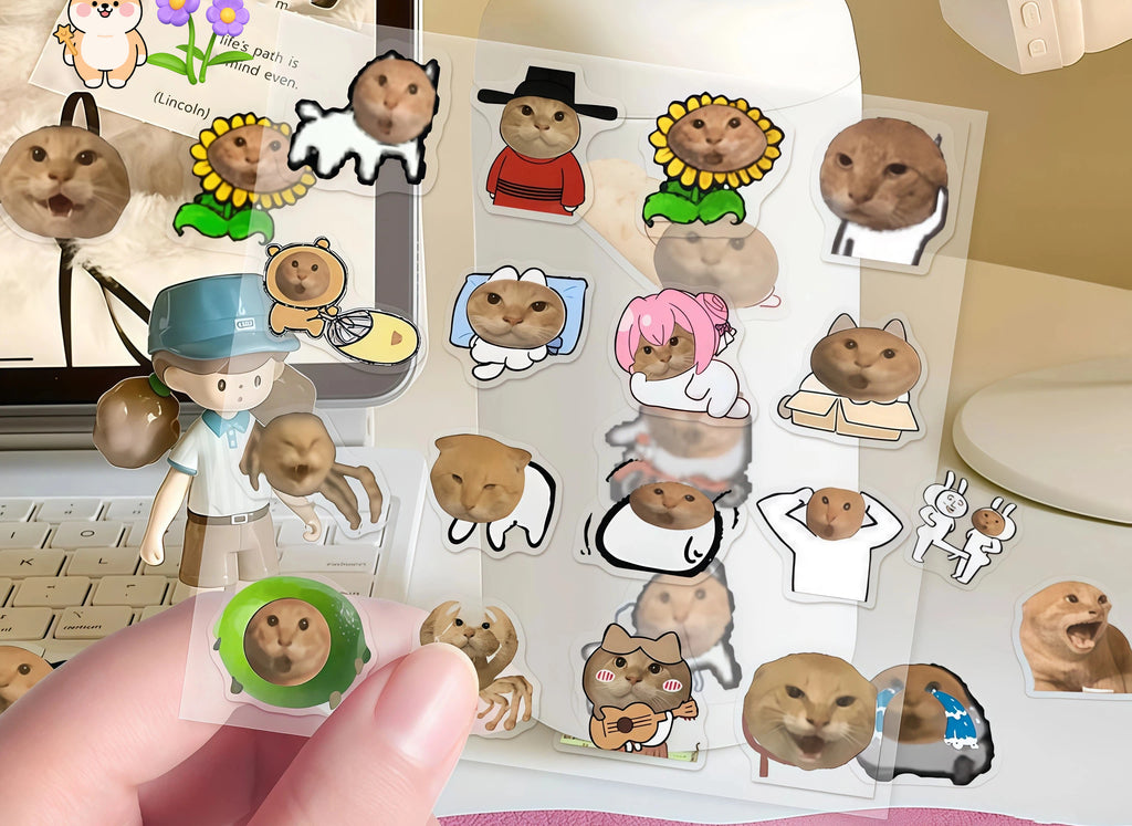 Round headed Cat Stickers for the Elderly