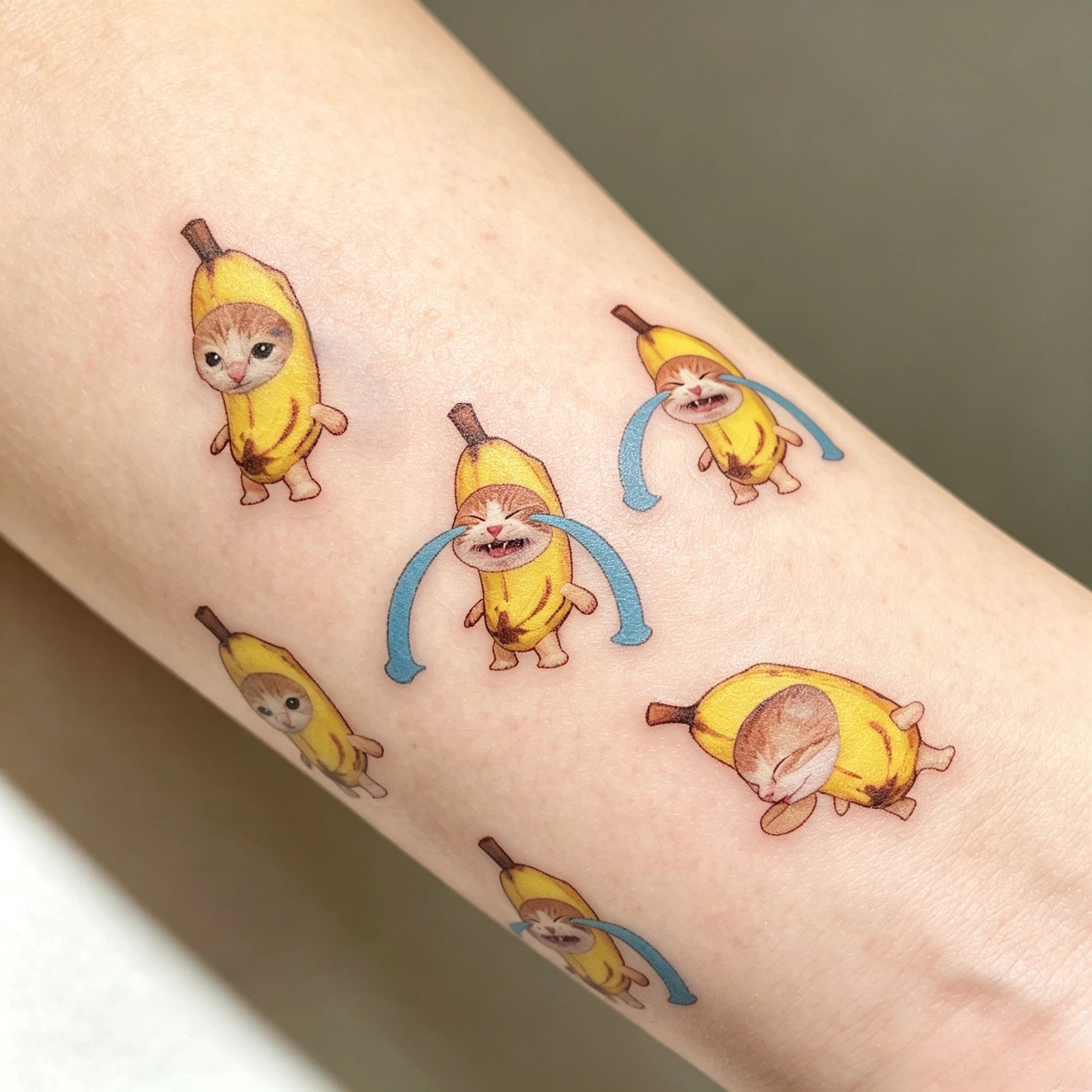 Disposable Banana Cat Temporary Tattoos (12 tattoos per sheet)
