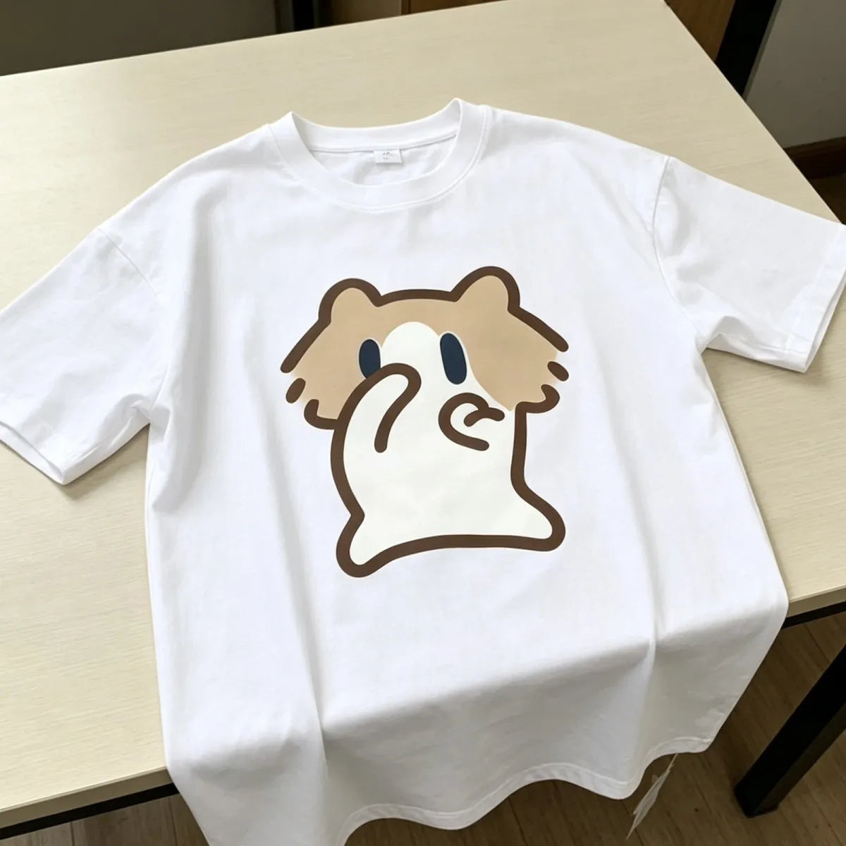 Monthly salary Meow printed top, student couple top, T-shirt, unisex
