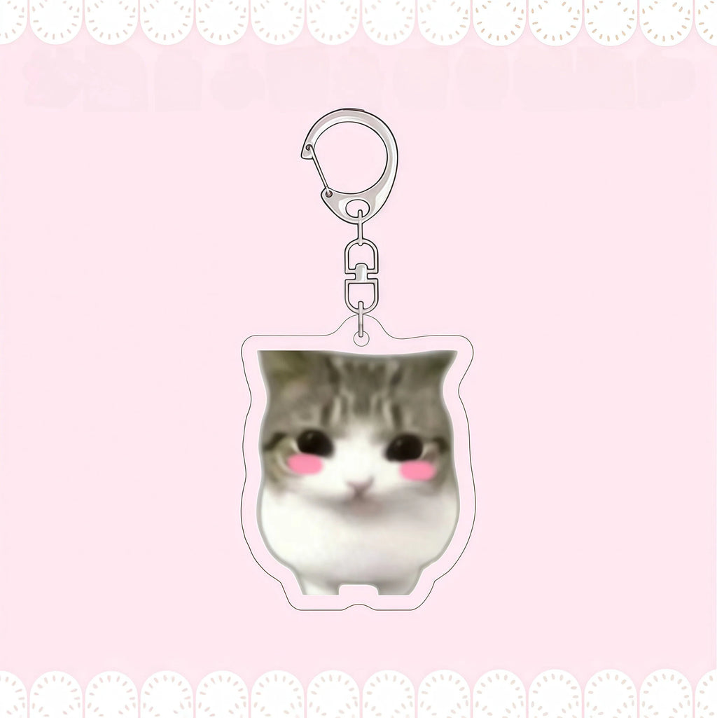 Crispy Triangle Cat Meme Keychain
