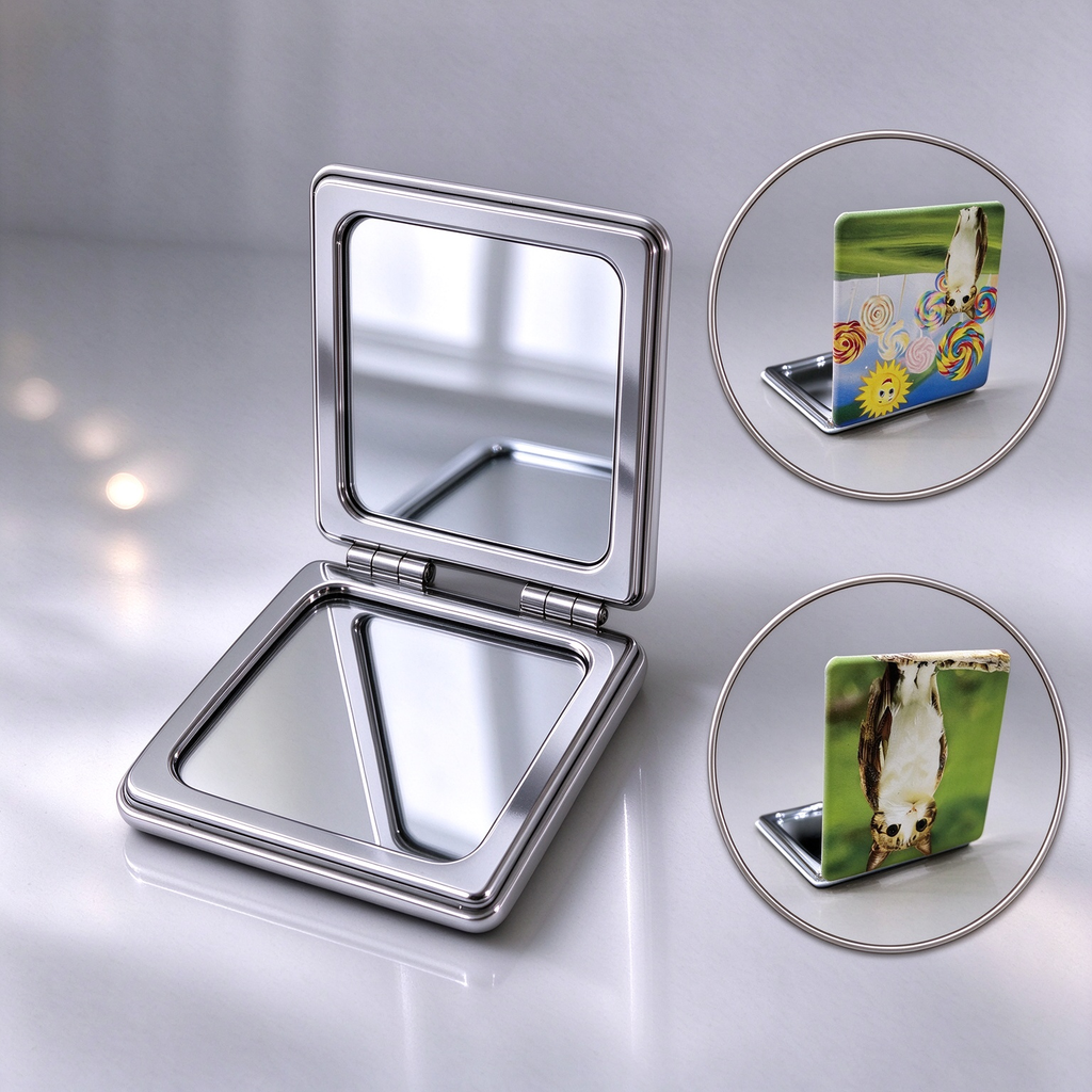 Meowl Portable Compact Mirror, Double Sided Printed Design
