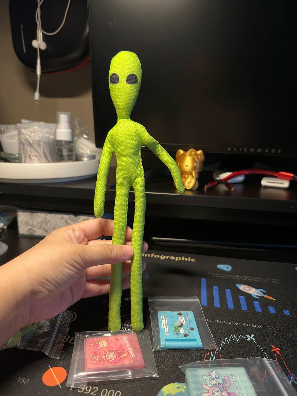 Abstract Alien Plush Doll with Poseable Wire Skeleton