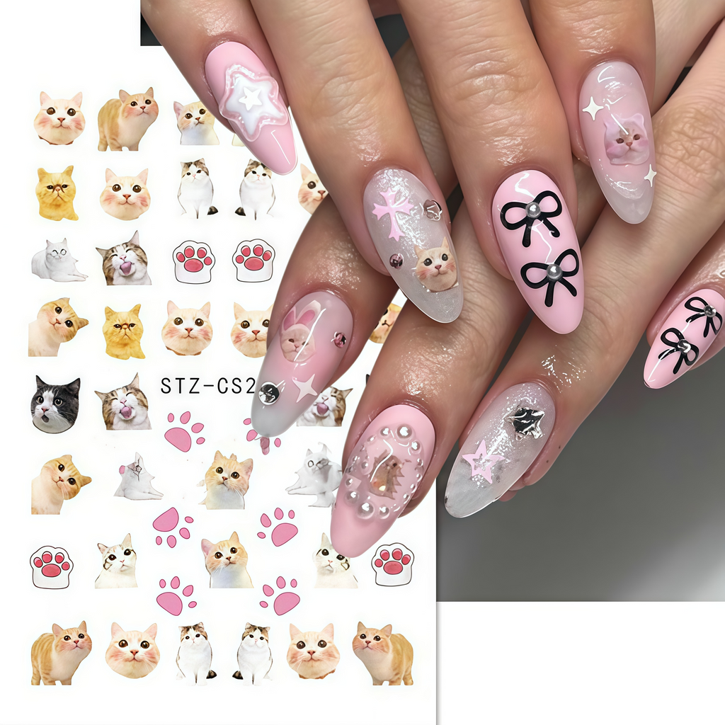 imitation hand drawn cute pet nail stickers