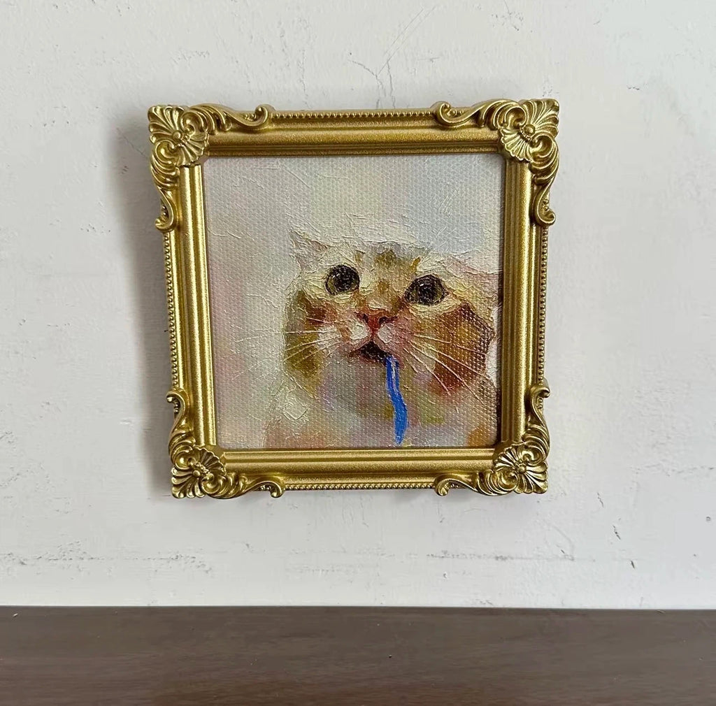 Cat Meme Series Textured Painting Fridge Magnet