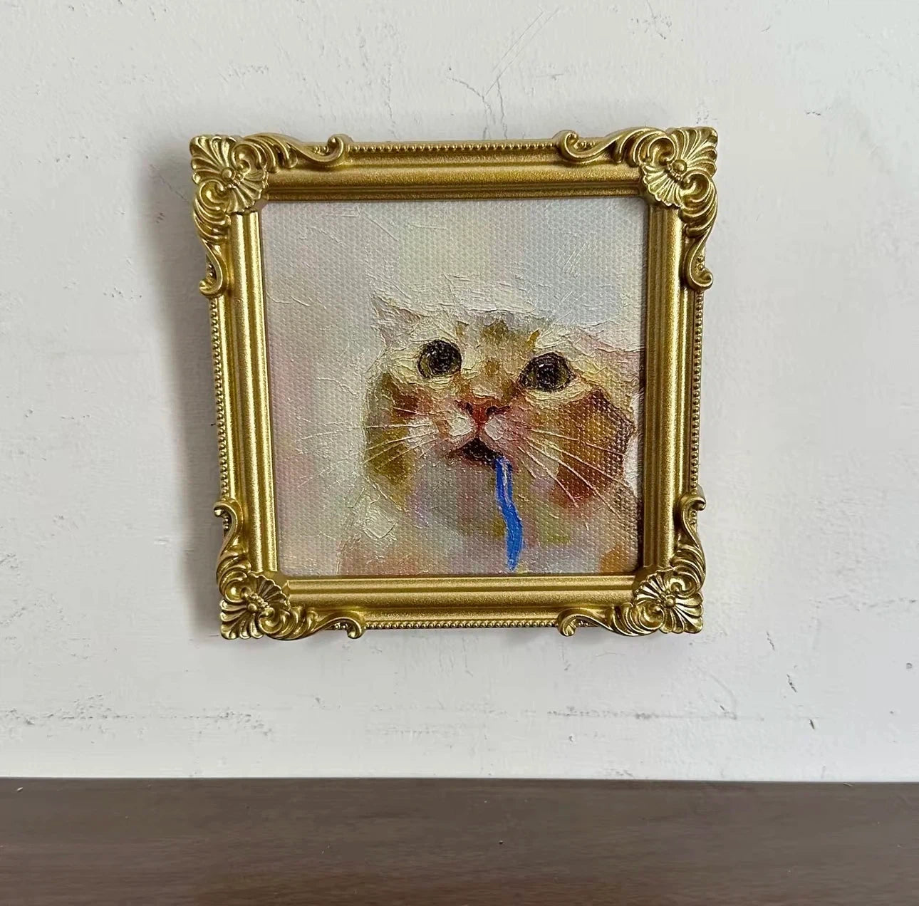 Cat Meme Series Textured Painting Fridge Magnet