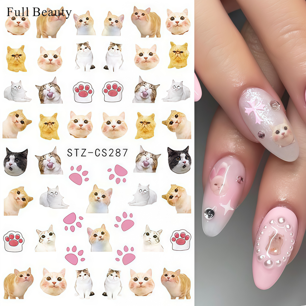 imitation hand drawn cute pet nail stickers