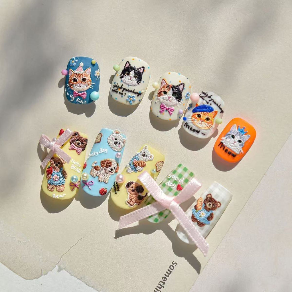 Bestselling Embossed Cute Embroidery Nail Stickers