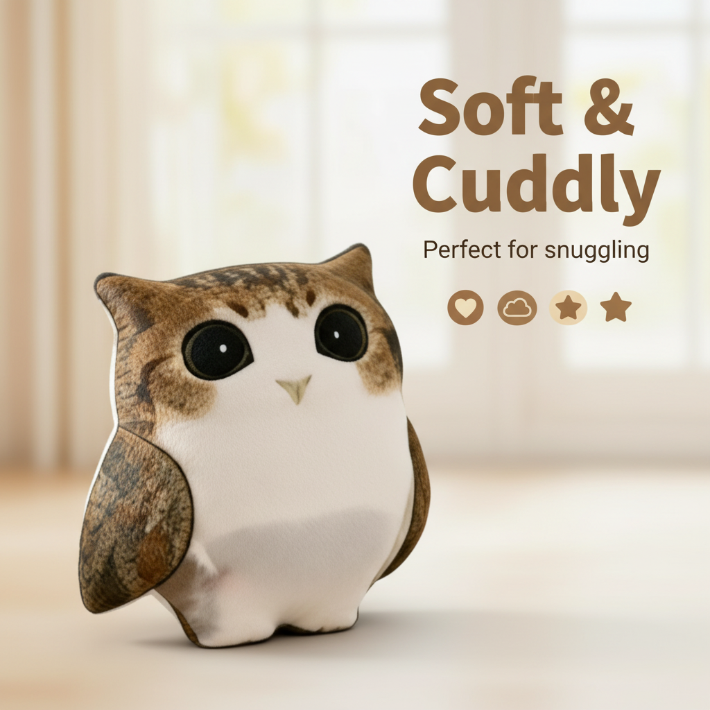 Owl-shaped pillow
