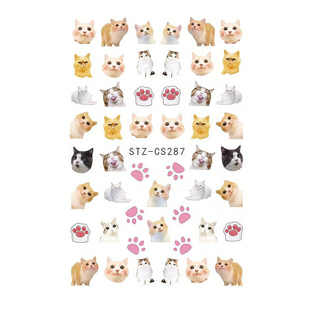 imitation hand drawn cute pet nail stickers